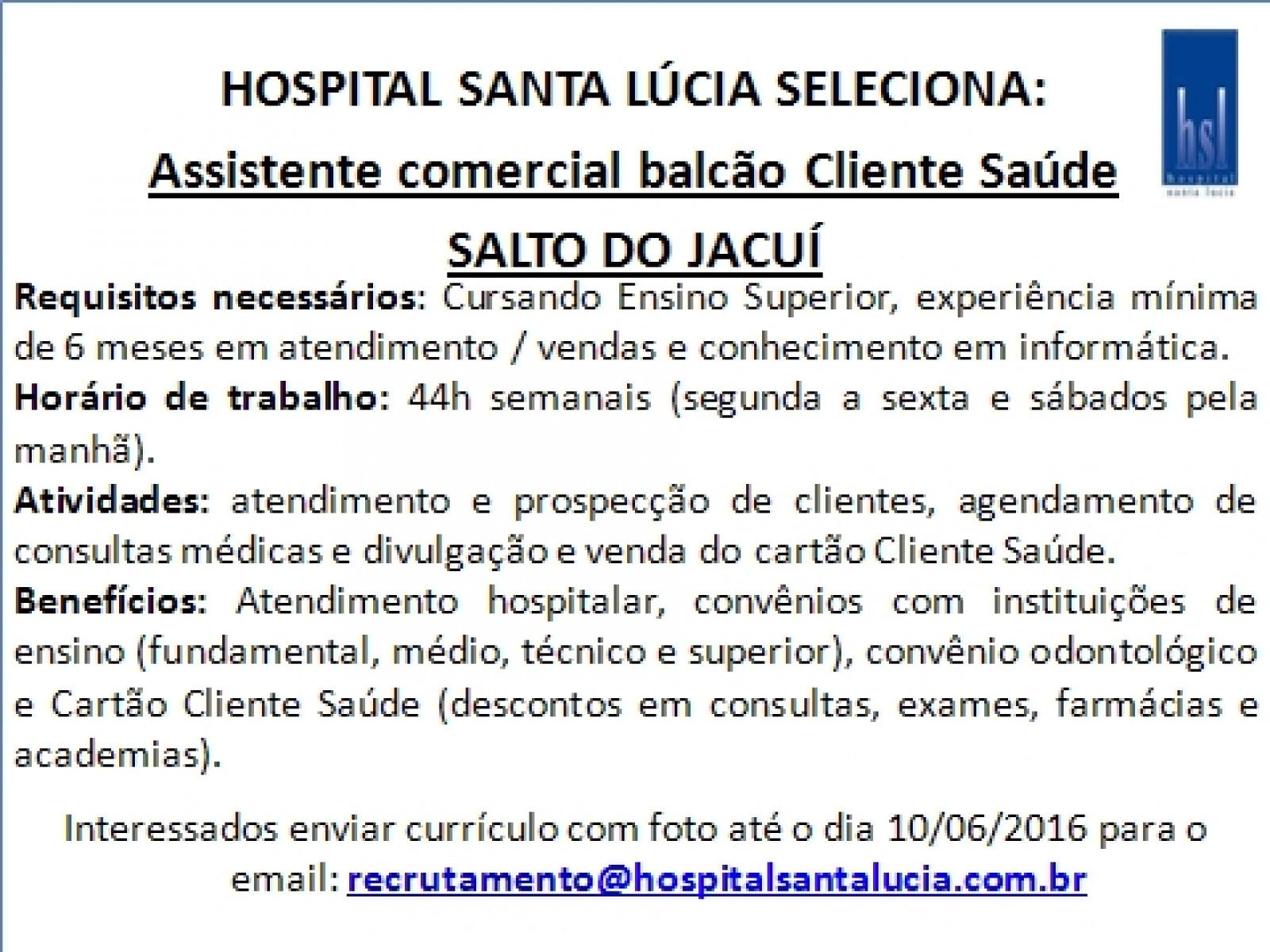 Assistente Comercial - Salto do Jacuí