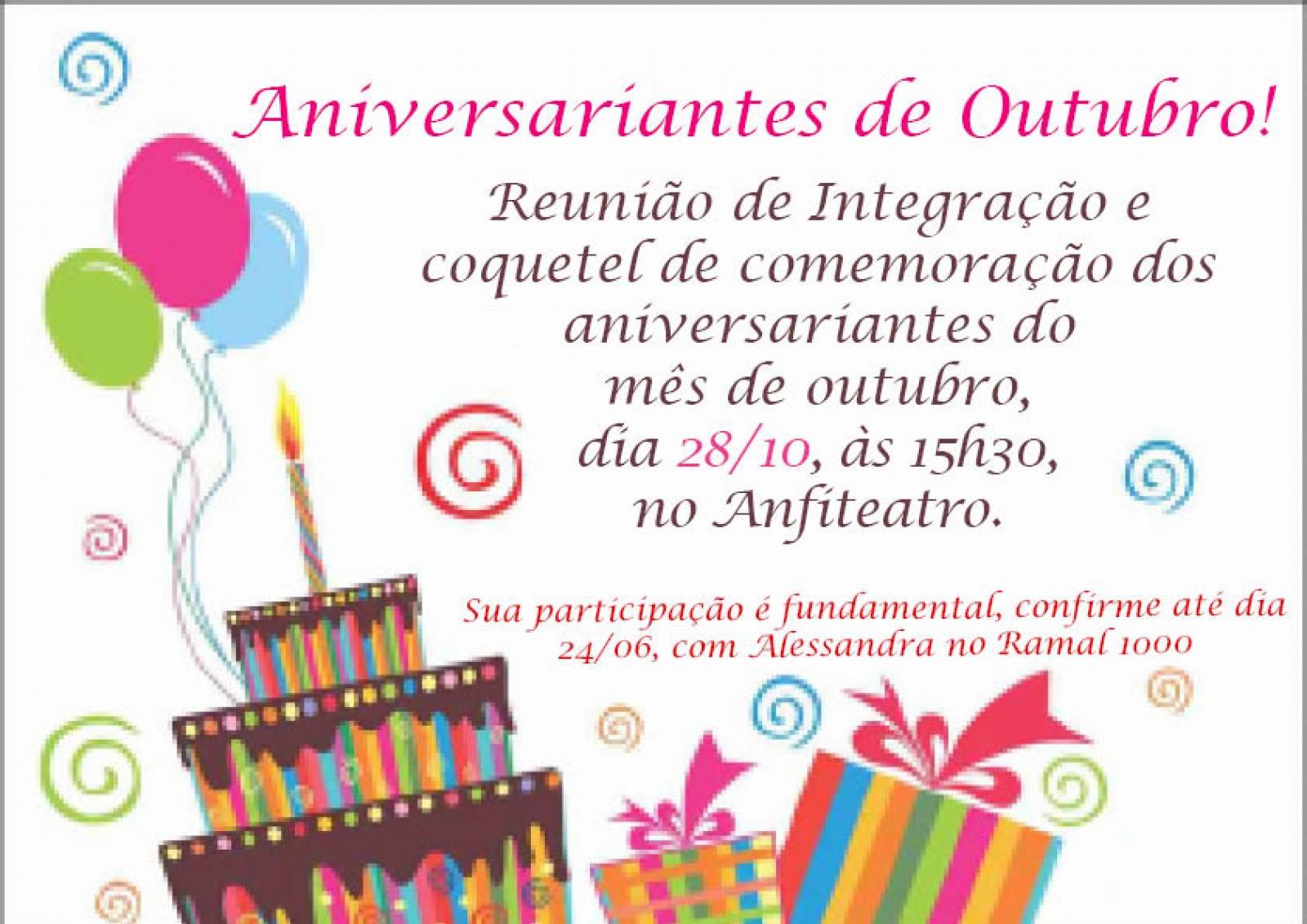 Aniversariantes de Outubro
