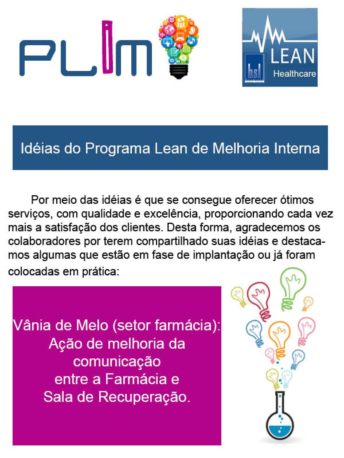 Idéias do Programa Lean de Melhoria Interna